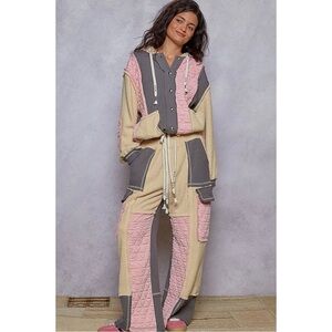 POL Patchwork Hoodie and Pants Set Size Large